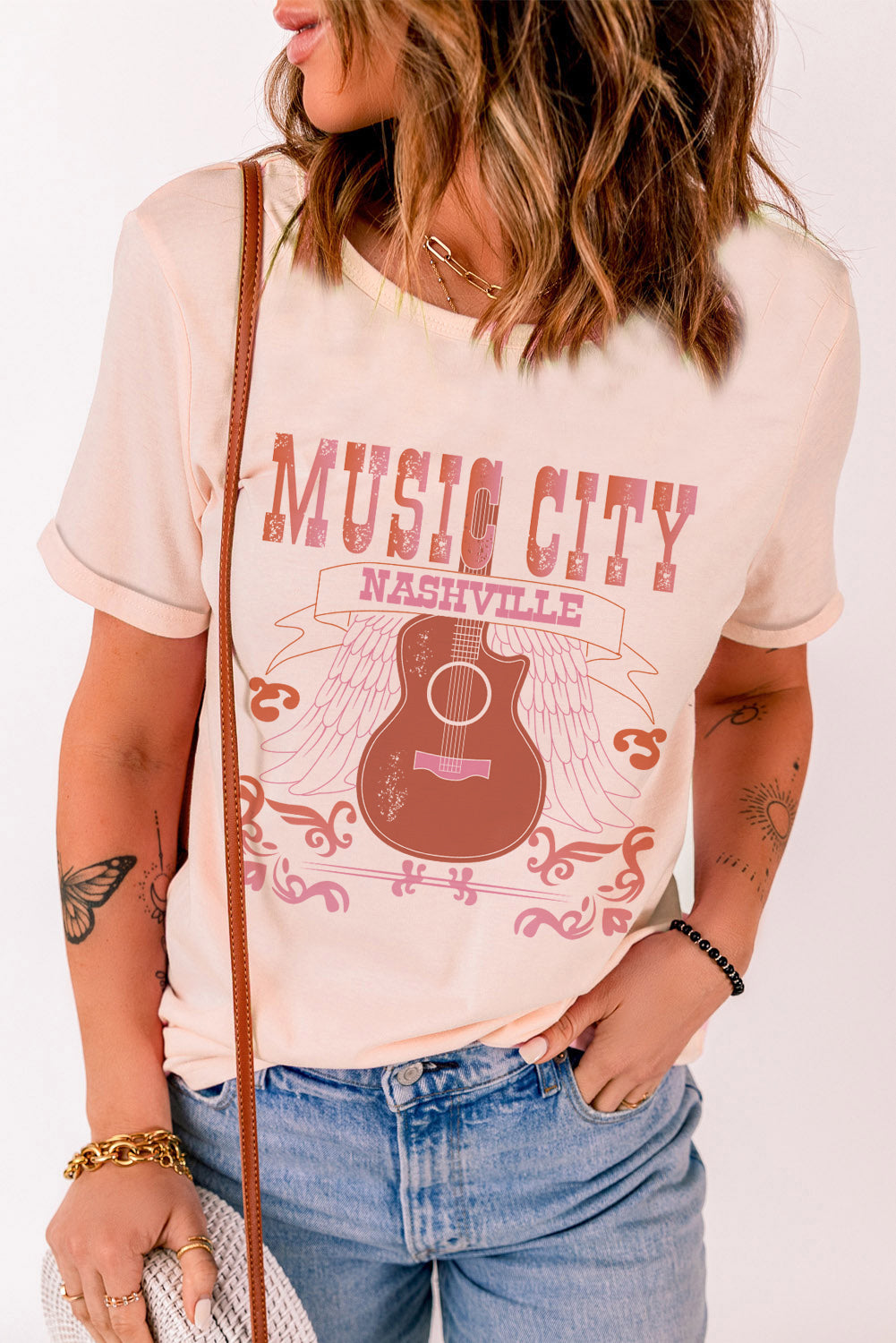 MUSIC CITY Cuffed Short Sleeve Tee