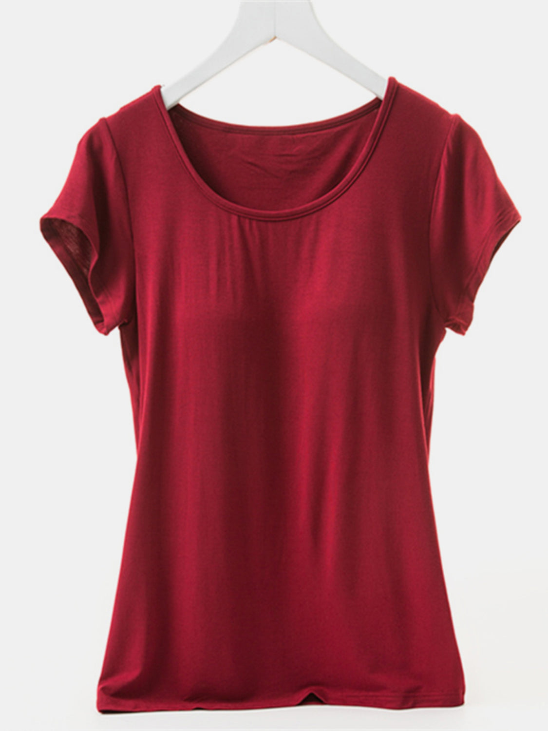 Round Neck Short Sleeve T-Shirt with Bra