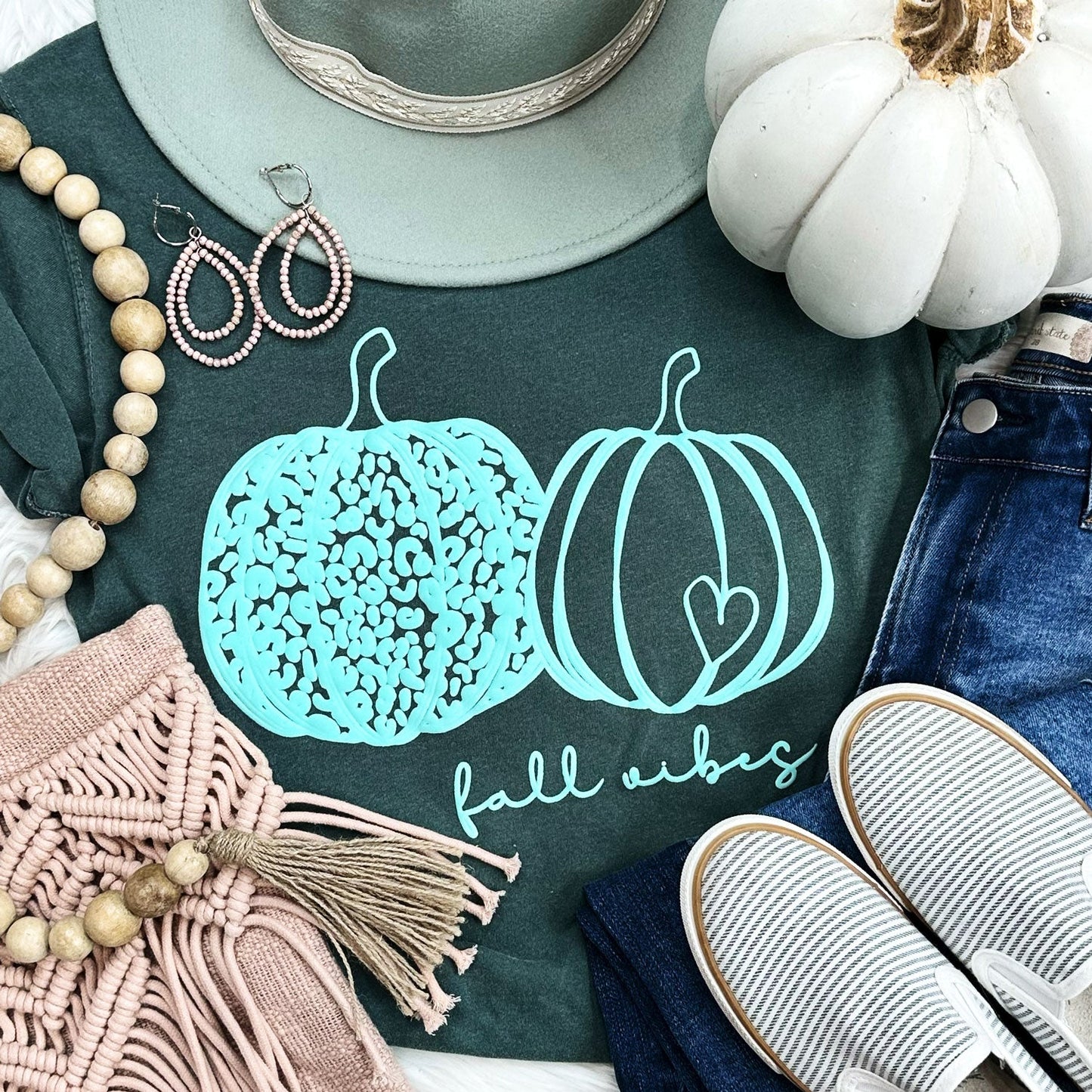 Full Size Fall Vibes Turquoise -PUFF ink- Graphic Tee