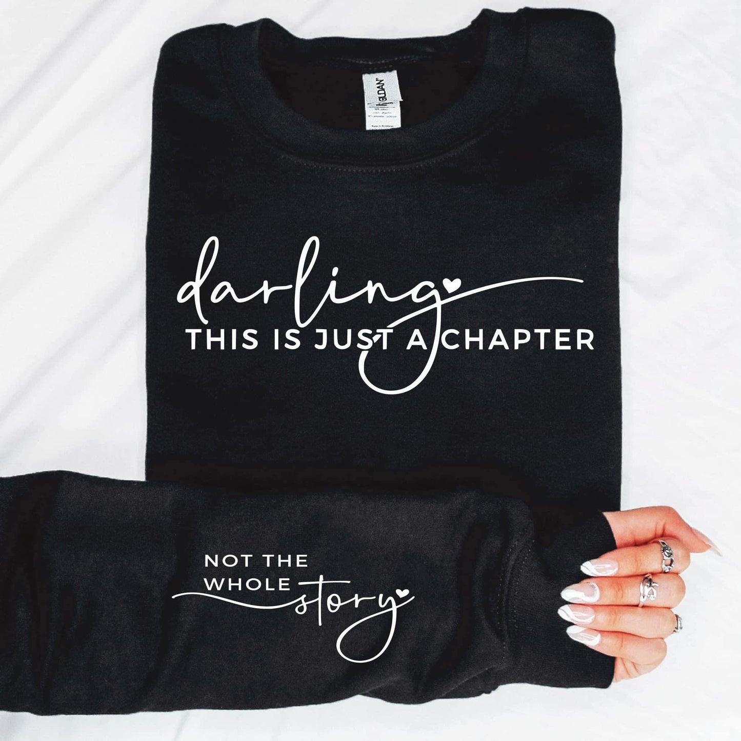 Full Size Darling This Is Just A Chapter With Sleeve Accent Sweatshirt