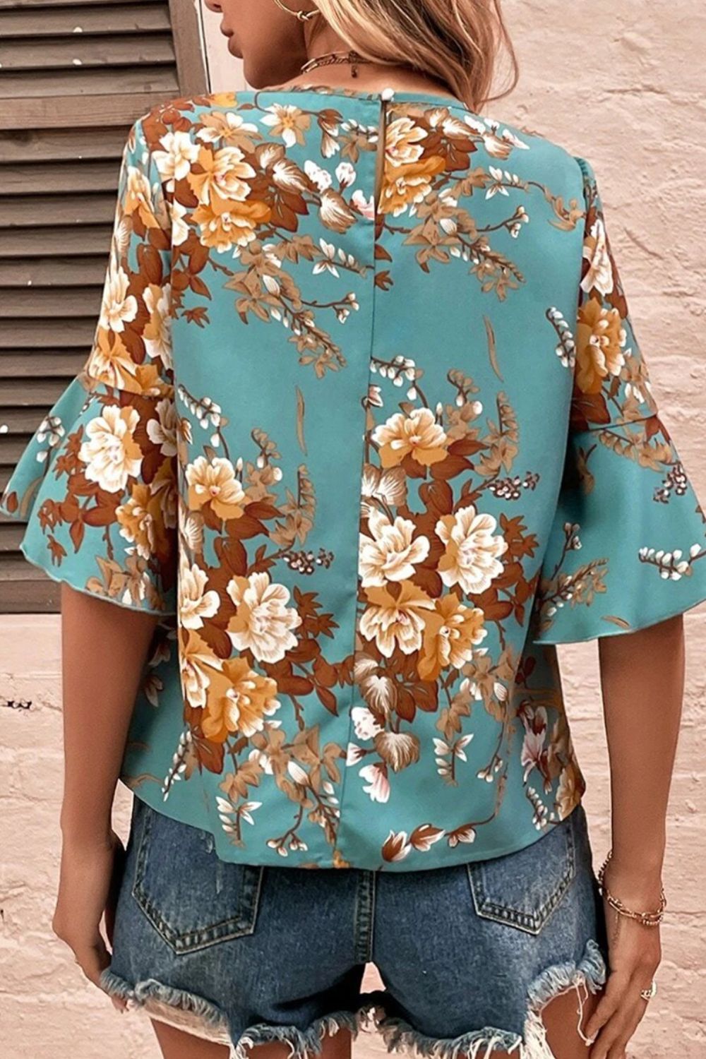 Printed Round Neck Half Sleeve Blouse