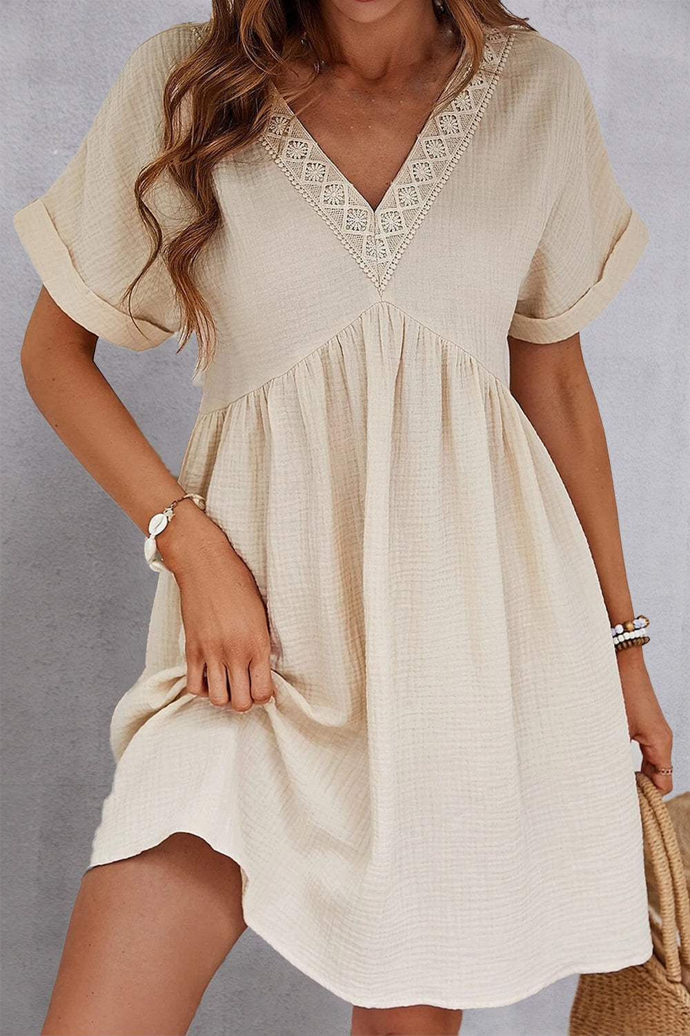 V-Neck Short Sleeve Dress