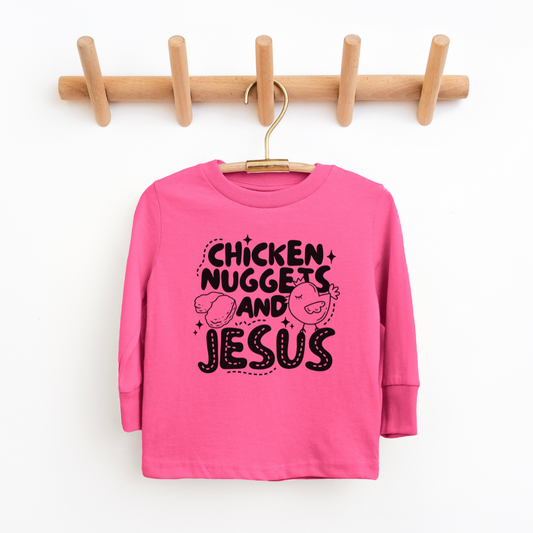 Chicken Nuggets & Jesus Youth & Toddler Long Sleeve Graphic Tee SZ 2T-Y20