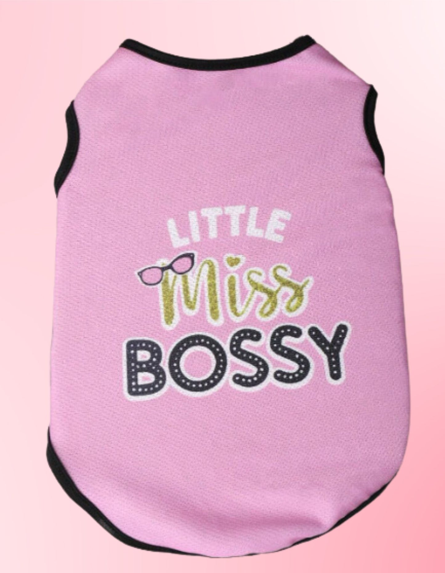 Love Our Pets Little Miss Bossy Letter Printed Tee Vest