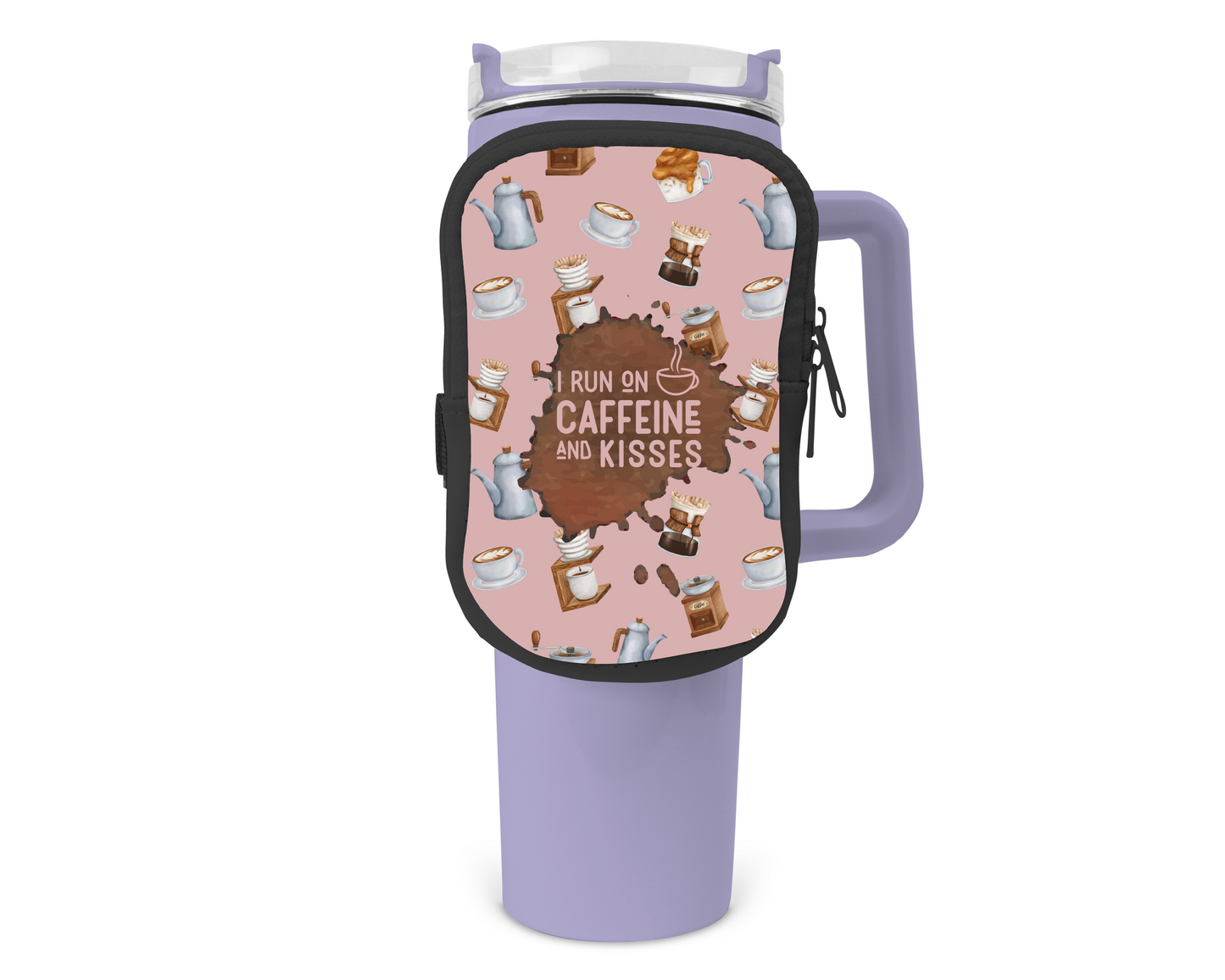 Caffeine And Kisses Zippered Pouch/Bag For 40oz Tumbler (Bag Only)