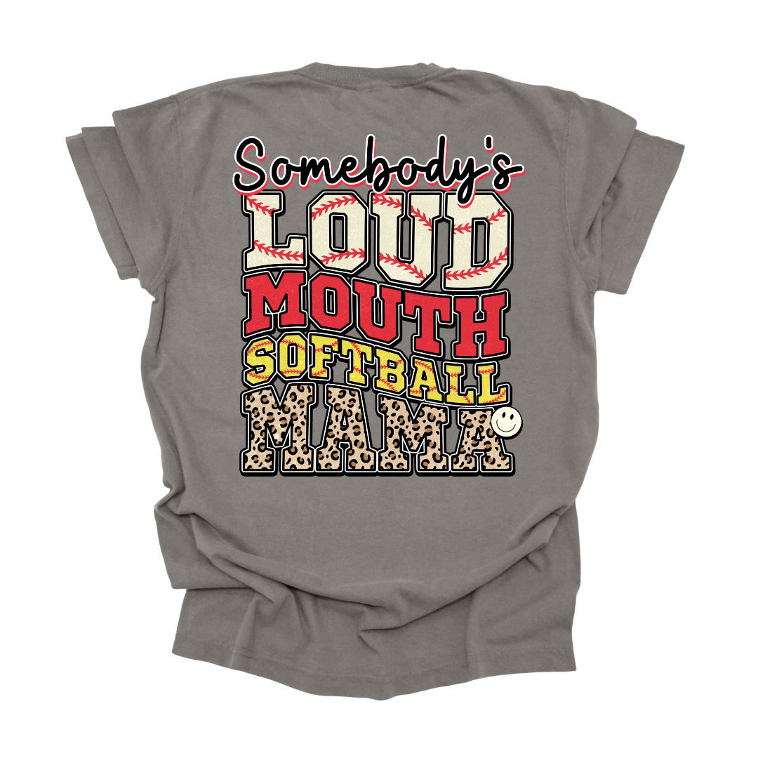 Full Size Loud Mouth Softball Mom Graphic Tee