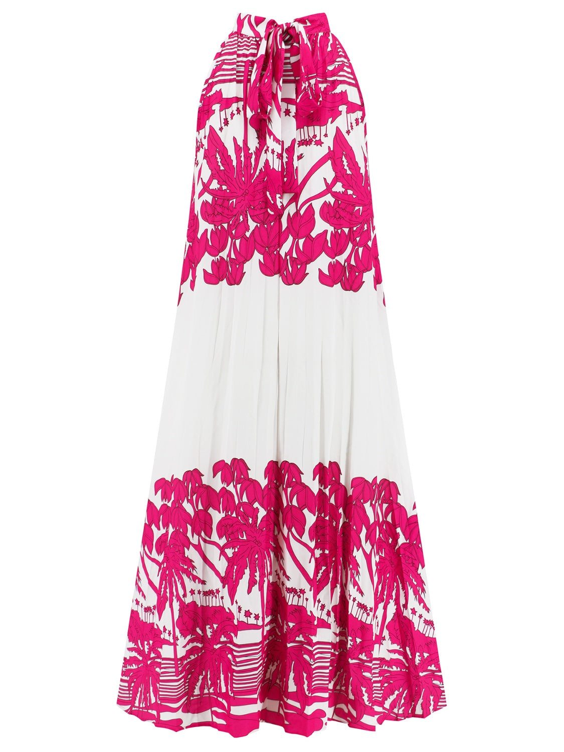 Full Size Tied Printed Sleeveless Midi Dress