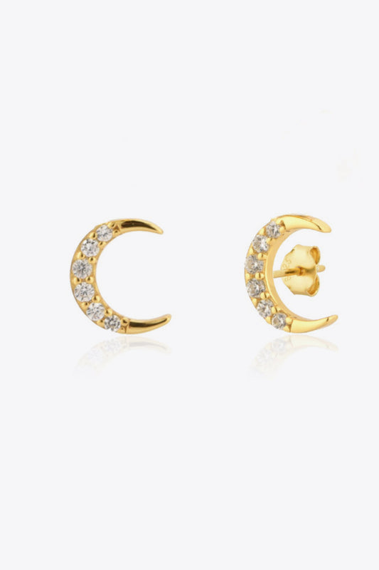 Zircon Moon 925 Sterling Silver Stud Earrings