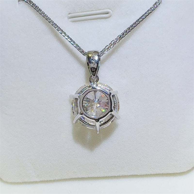 10 Carat Moissanite 925 Sterling Silver Pendant Necklace