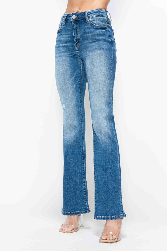 bytos Full Size Distressed High Rise Jeans with Pockets