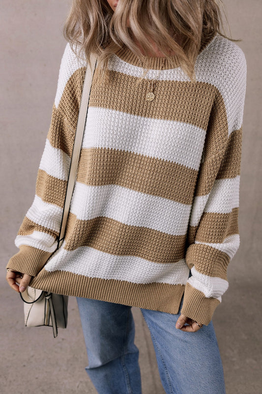 Color Block Round Neck Sweater