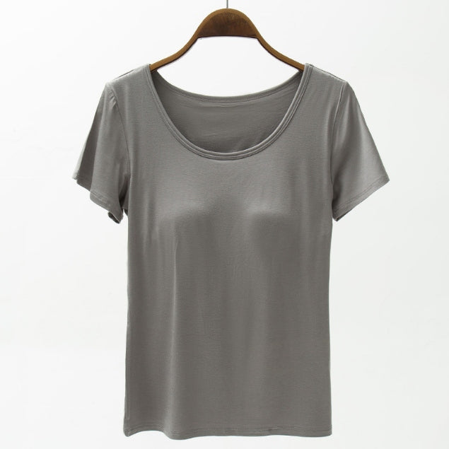 Round Neck Modal T-Shirt with Bra