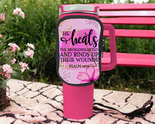 He Heals Zippered Pouch/Bag For 40oz Tumbler (Bag Only)