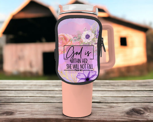 God Is Within Her Zippered Pouch/Bag For 40oz Tumbler (Bag Only)