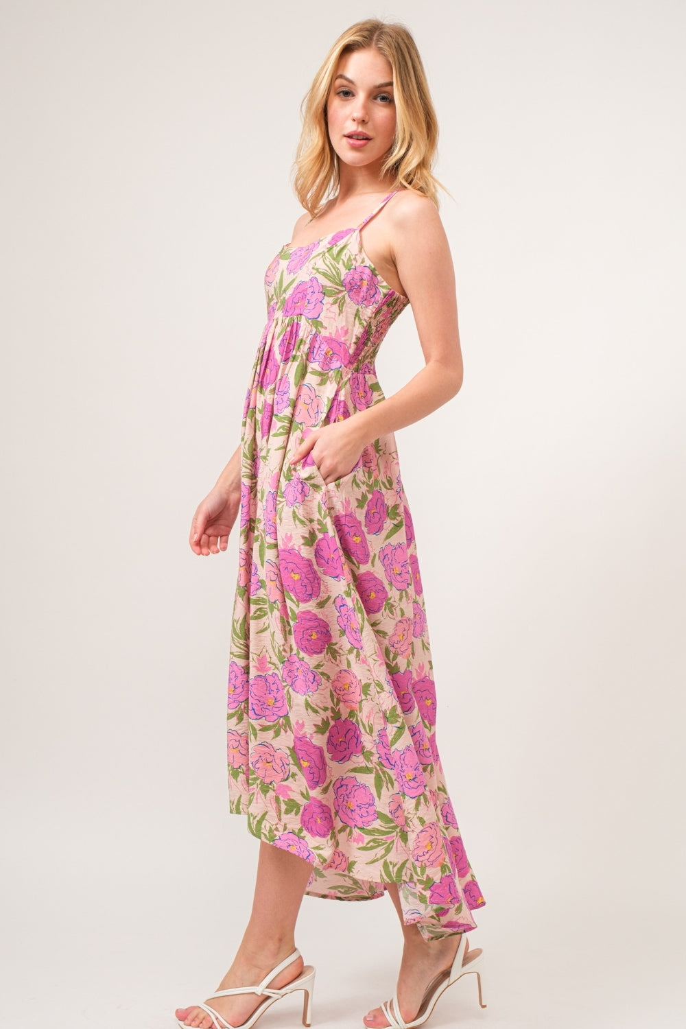 And The Why Floral Pink High-Low Hem Cami Dress