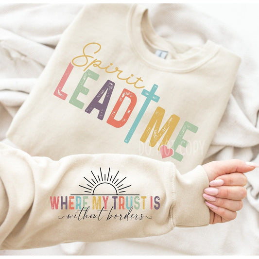 Full Size Spirit Lead Me  With Sleeve Accent Sweatshirt