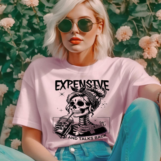 Full Size Expensive Difficult & Talks Back Skeleton Graphic Tee