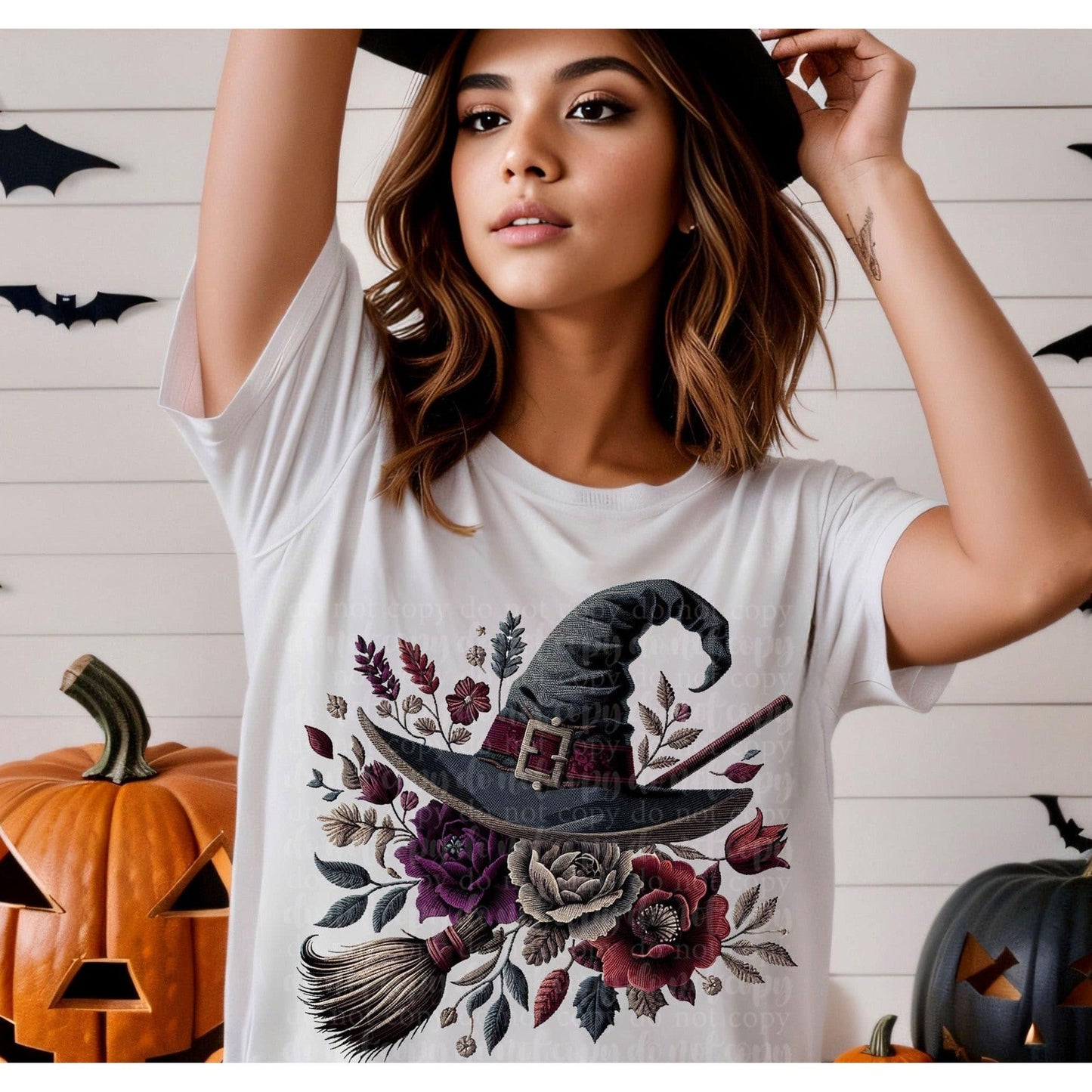 FULL SIZE Halloween Witch Hat GRAPHIC TEE