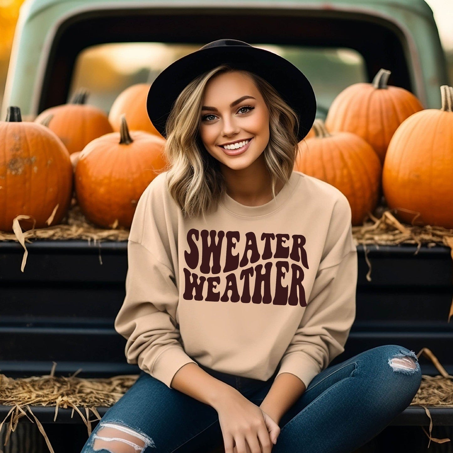 Full Size Sweater Weather Sweatshirt .