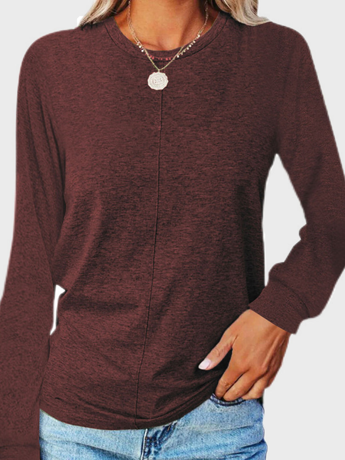 Full Size Round Neck Long Sleeve T-Shirt