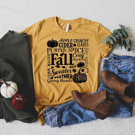 Full Size Fall Things Collage Graphic Tee