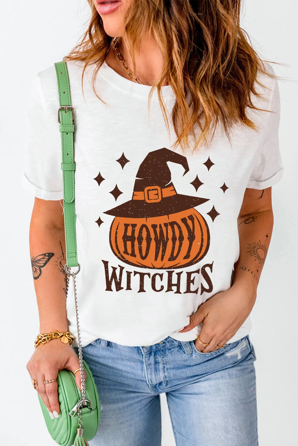 HOWDY WITCHES Round Neck Short Sleeve T-Shirt