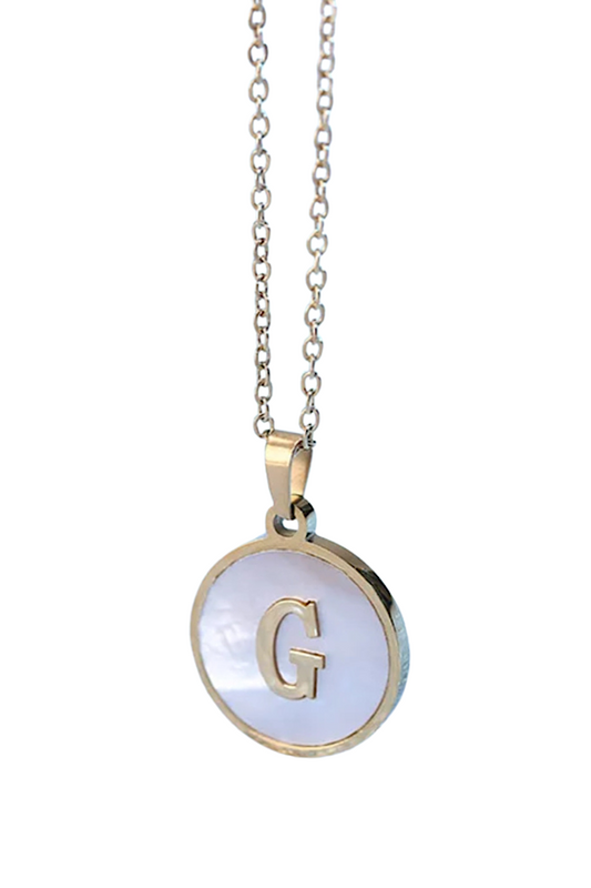 Gold Pearl Initial Necklace G