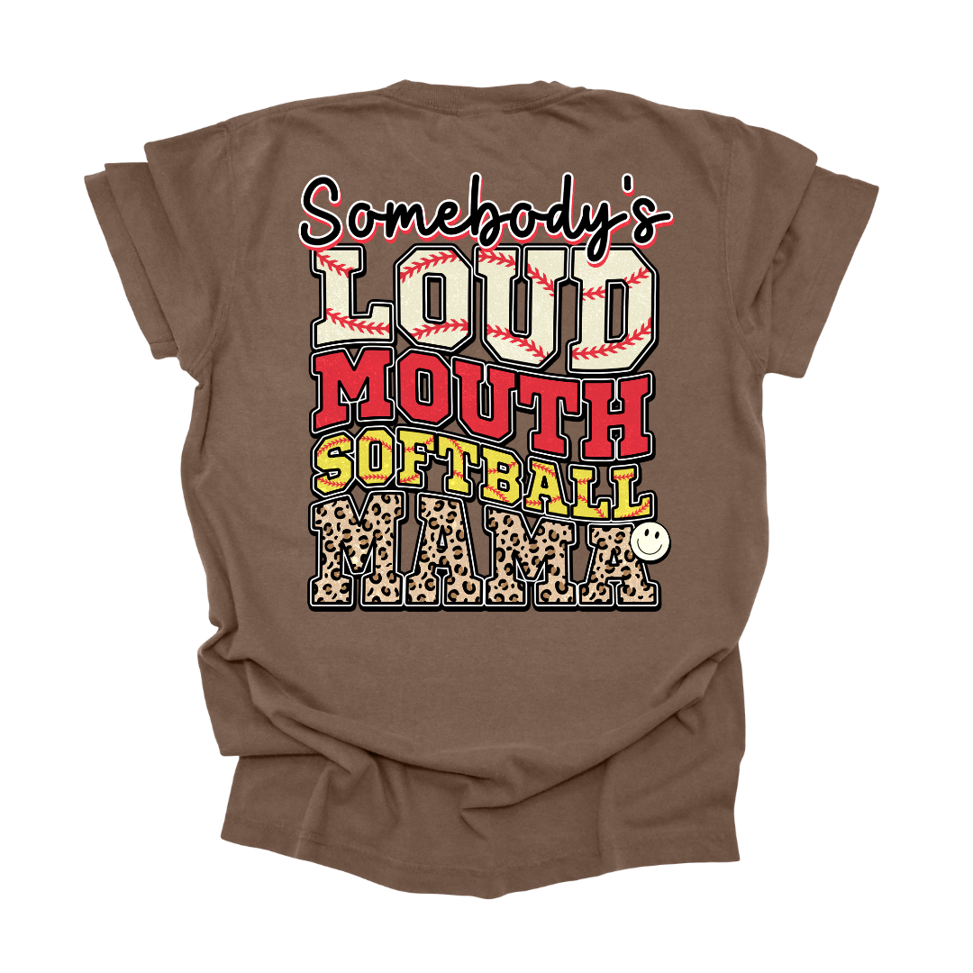 Full Size Loud Mouth Softball Mom Graphic Tee
