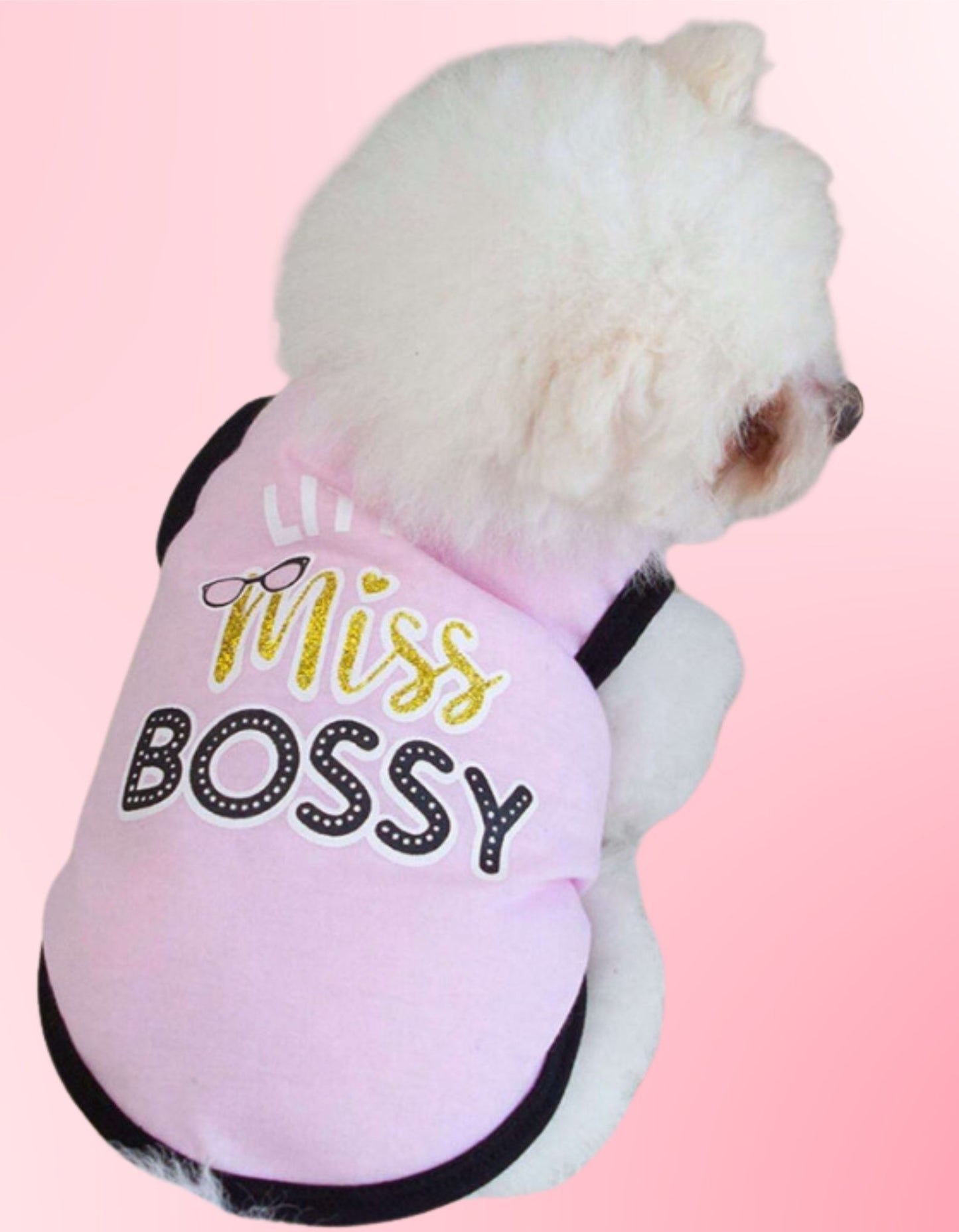 Love Our Pets Little Miss Bossy Letter Printed Tee Vest