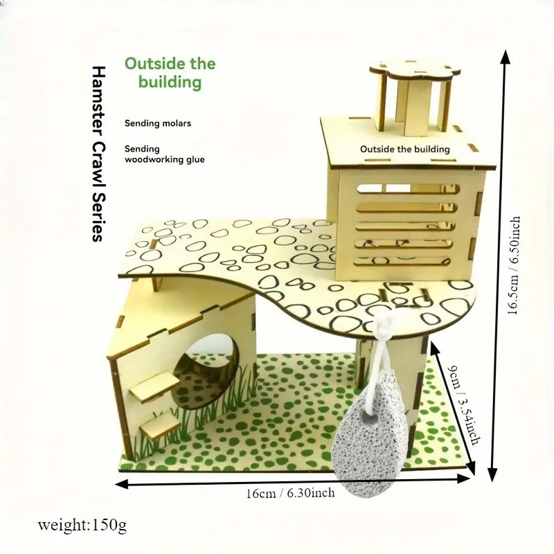 DIY Villas Wooden Small Pet House Hamster Hideout Toys