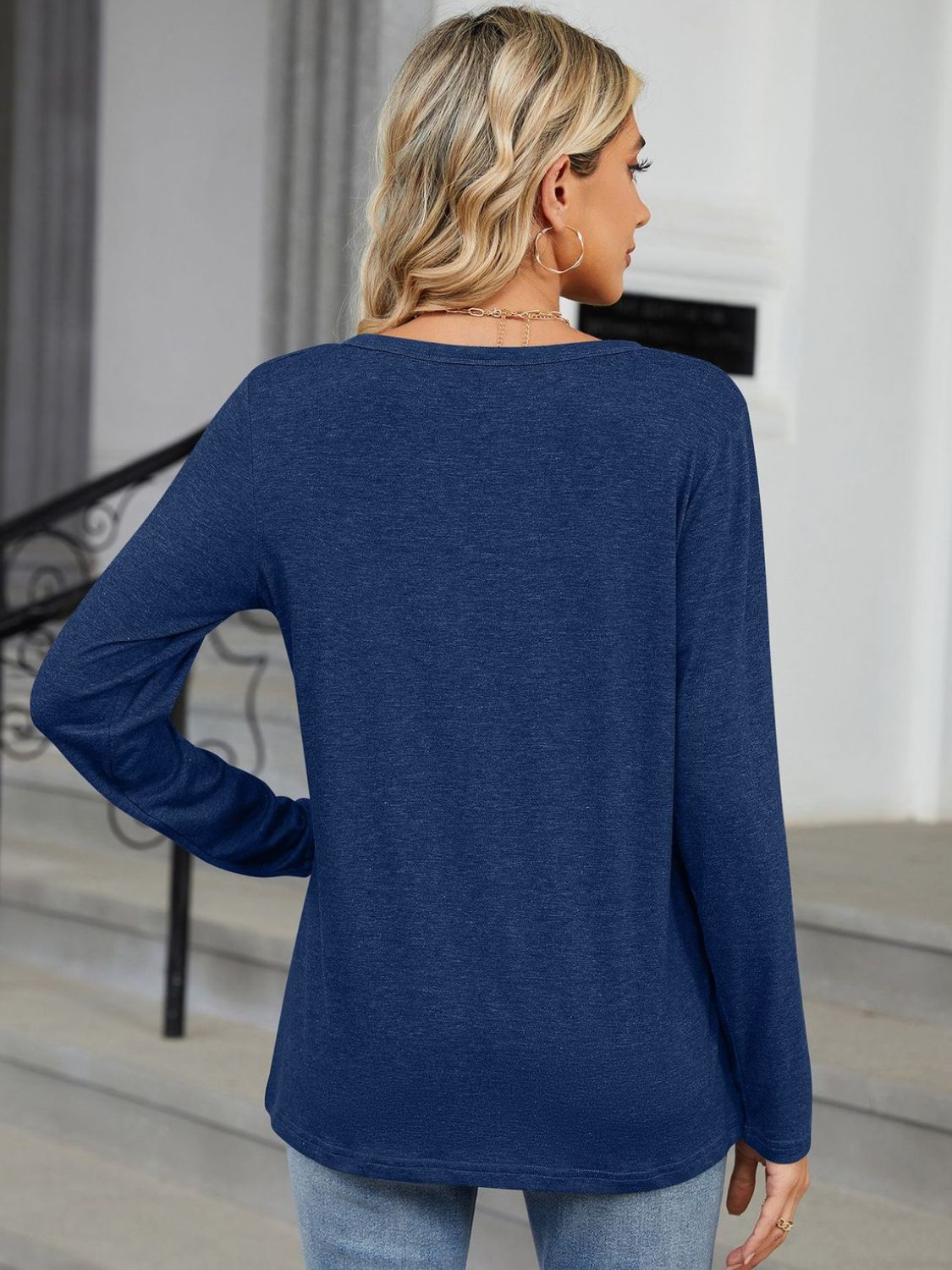 Notched Long Sleeve T-Shirt