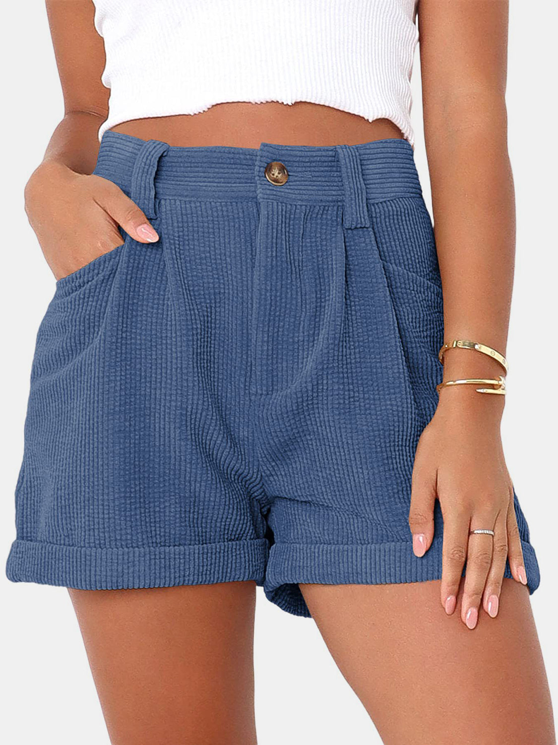 Full Size High Waist Shorts with Pockets