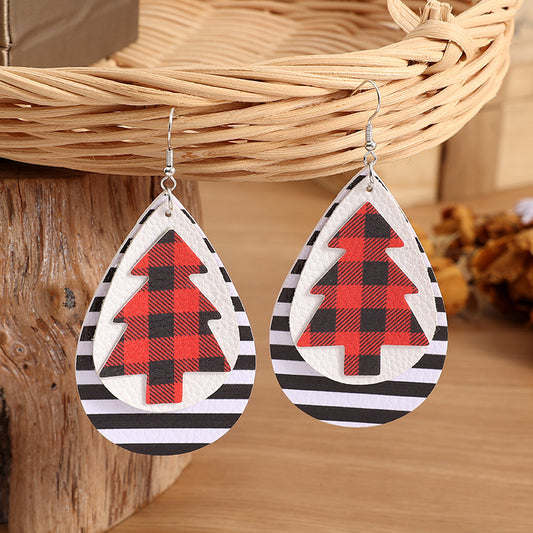 Christmas Tree PU Leather Earrings