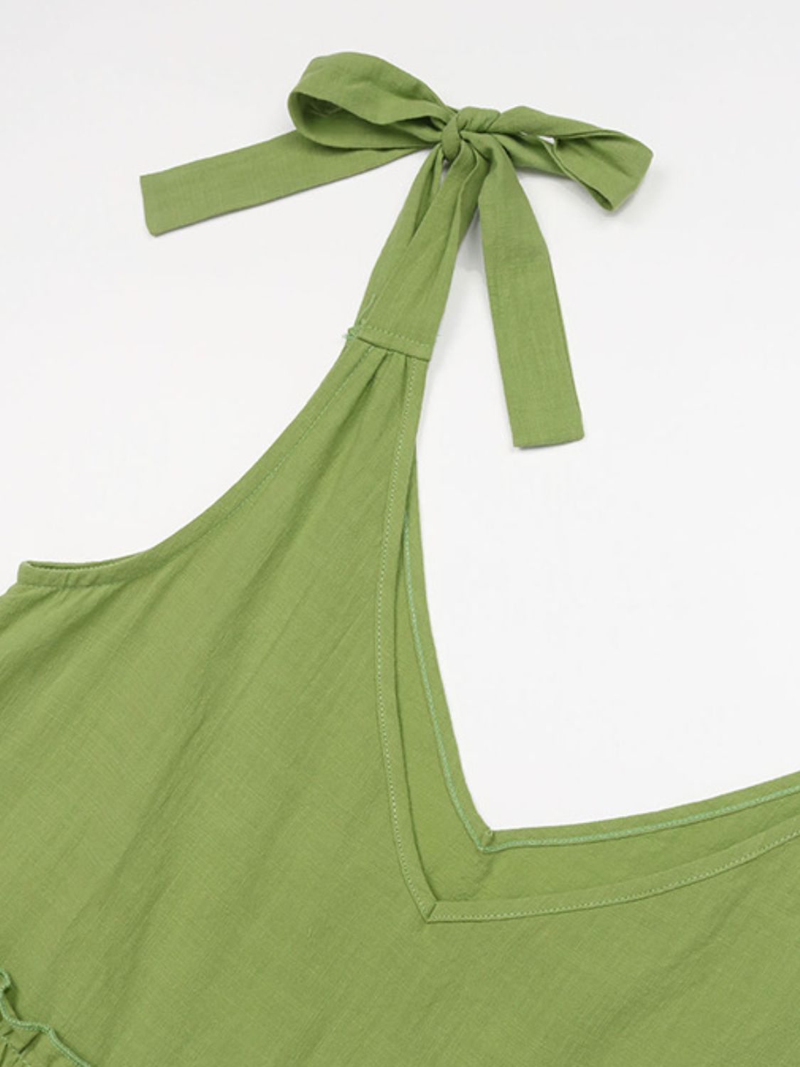 Tiered Frill V-Neck Sleeveless Midi Dress