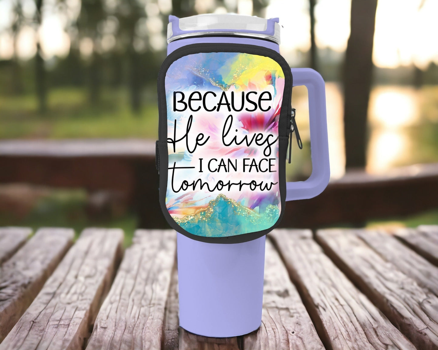 Because He Lives Zippered Pouch/Bag For 40oz Tumbler (Bag Only)
