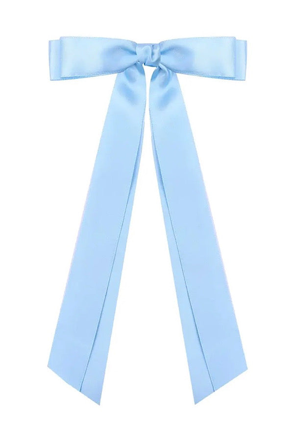 Take a Bow Light Blue Satin Hair Bow