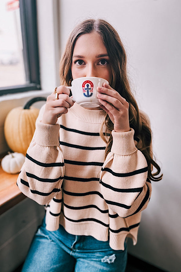 Autumn Breeze Black Stripe Crop Sweater