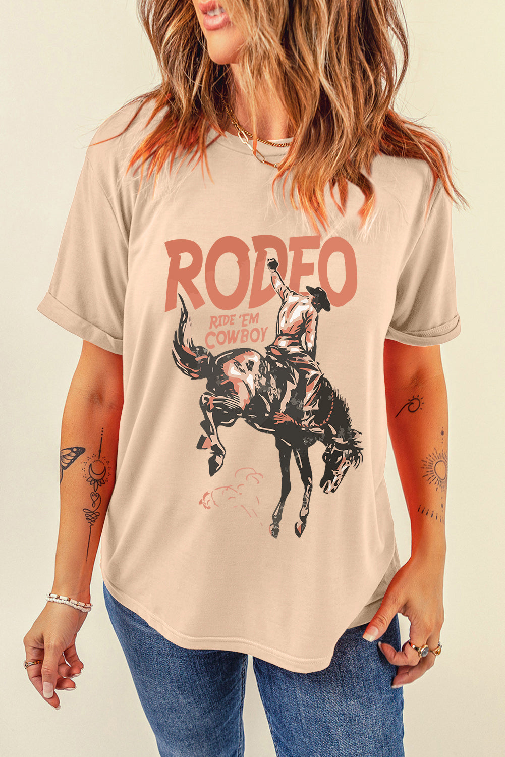 Full Size Cowboy Graphic Round Neck Short Sleeve T-Shirt