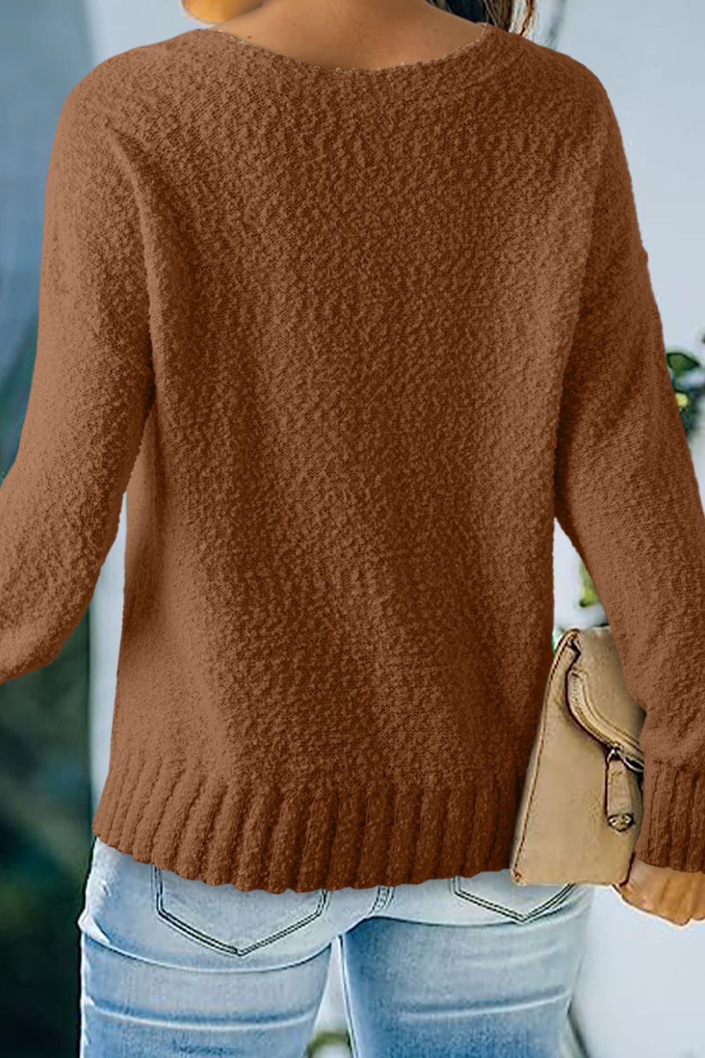 V-Neck Dropped Shoulder Sweater