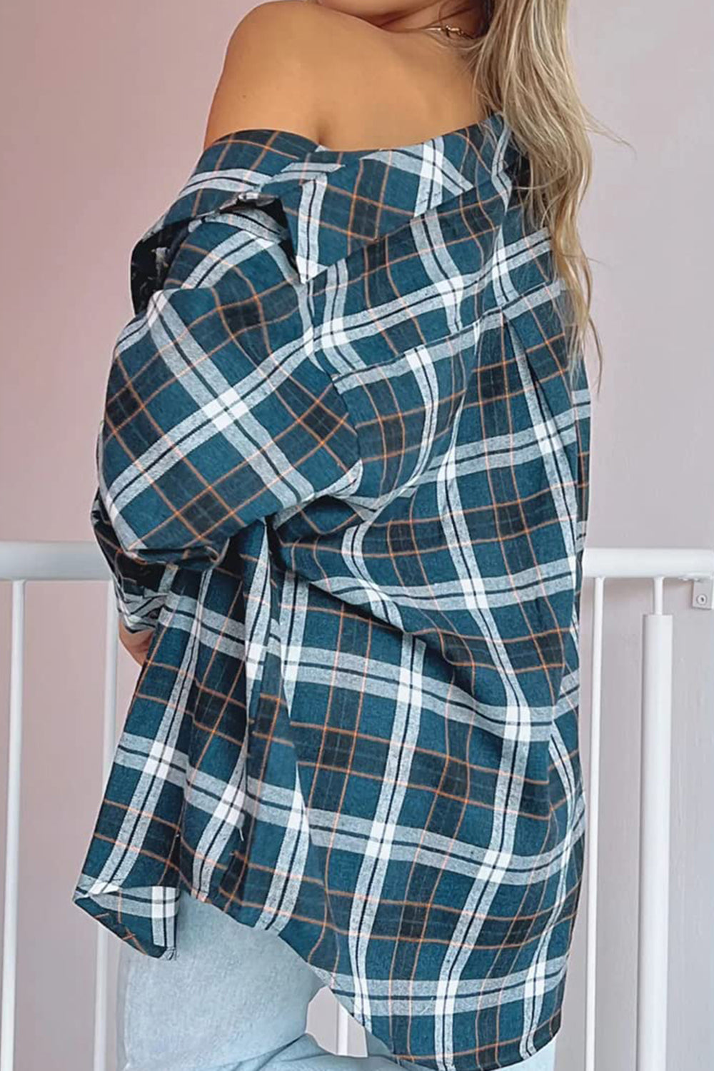 Full Size Plaid Collared Neck Long Sleeve Shirt