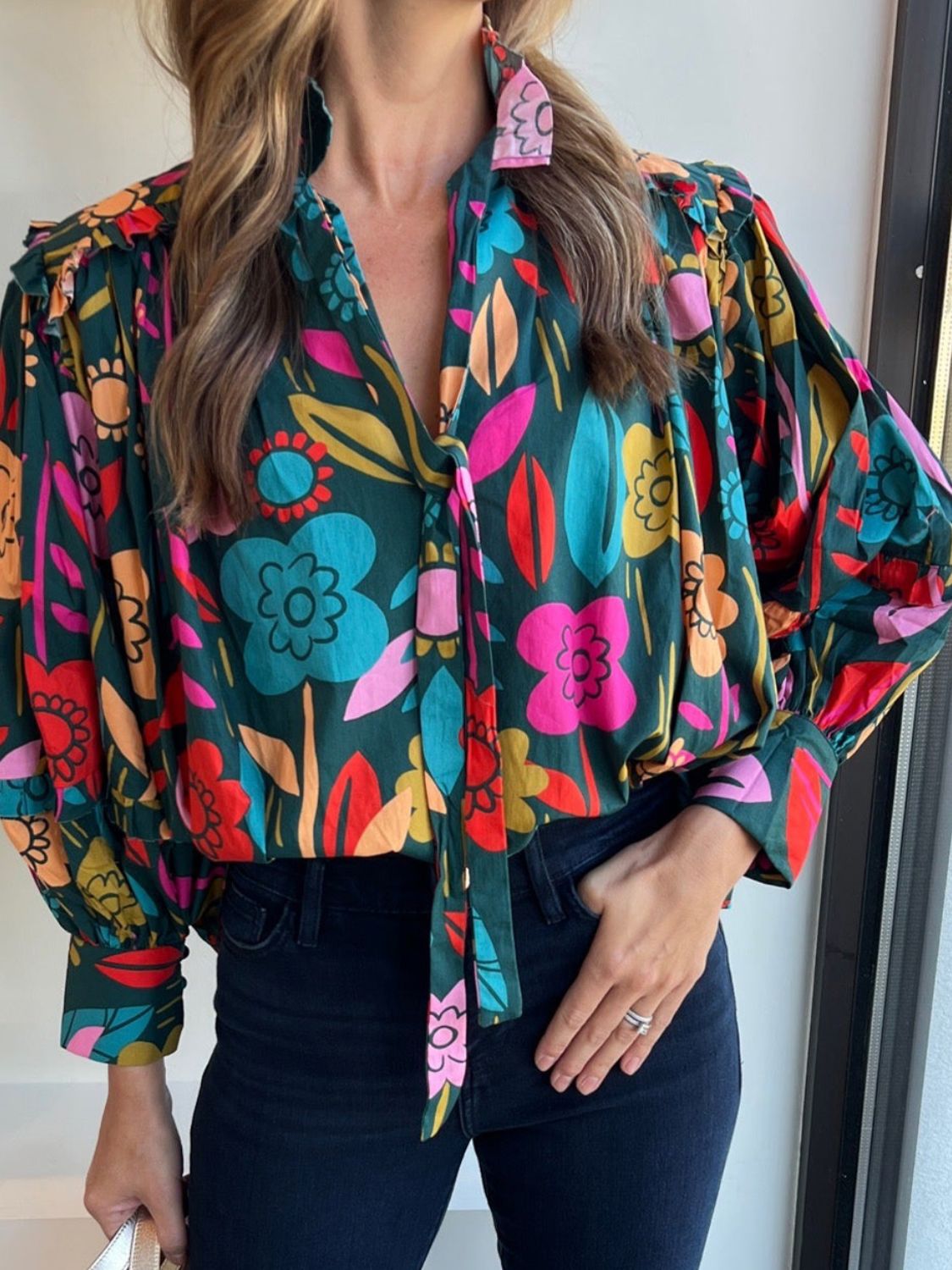 Printed Lantern Sleeve Blouse