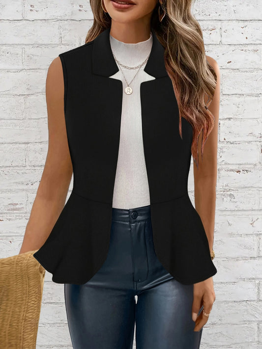 Black Open Front Vest Coat