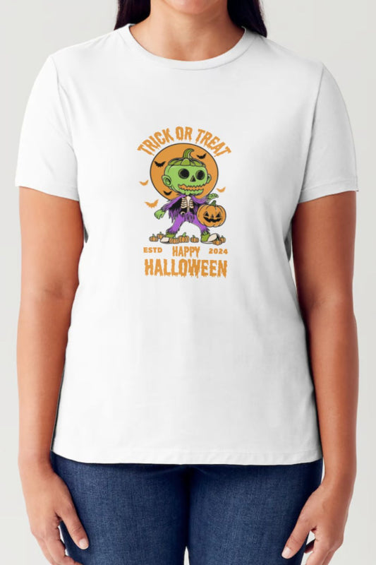 Simply Love Full Size TRICK OR TREAT Round Neck Short Sleeve Tubular T-Shirt