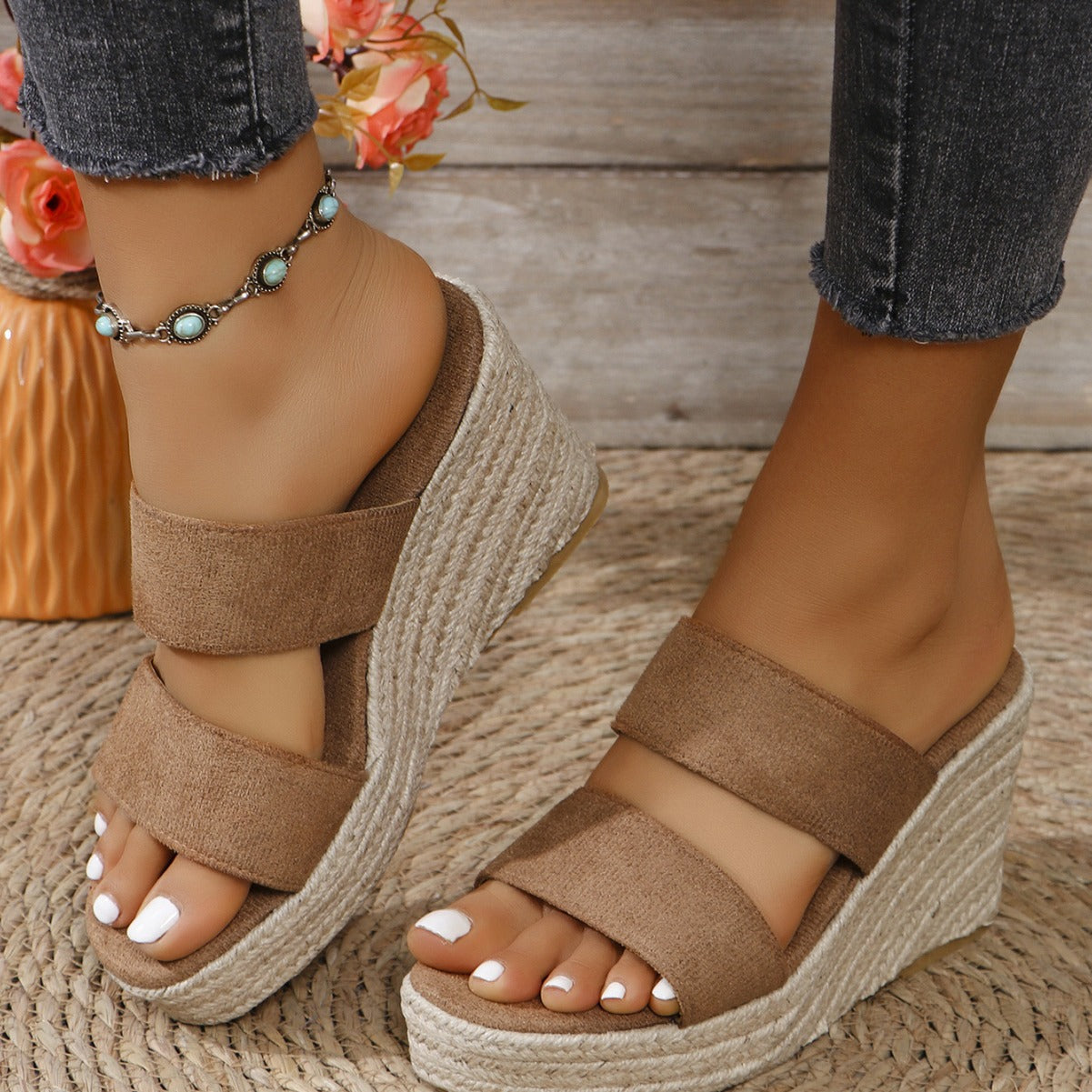 SaltySummer Open Toe Wedge Sandals