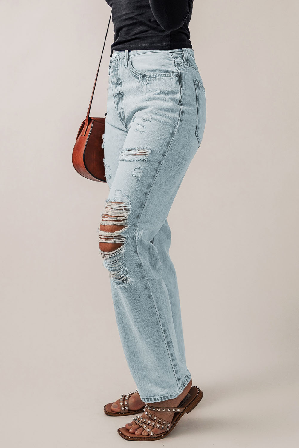 Summer Anastacia Distressed Buttoned Jeans with Pockets