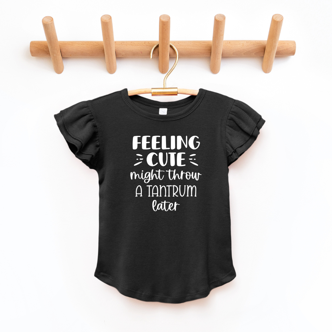 (Children's) Feelin Cute Toddler And Infant Flutter Sleeve Graphic Tee SZ 6M-6Years