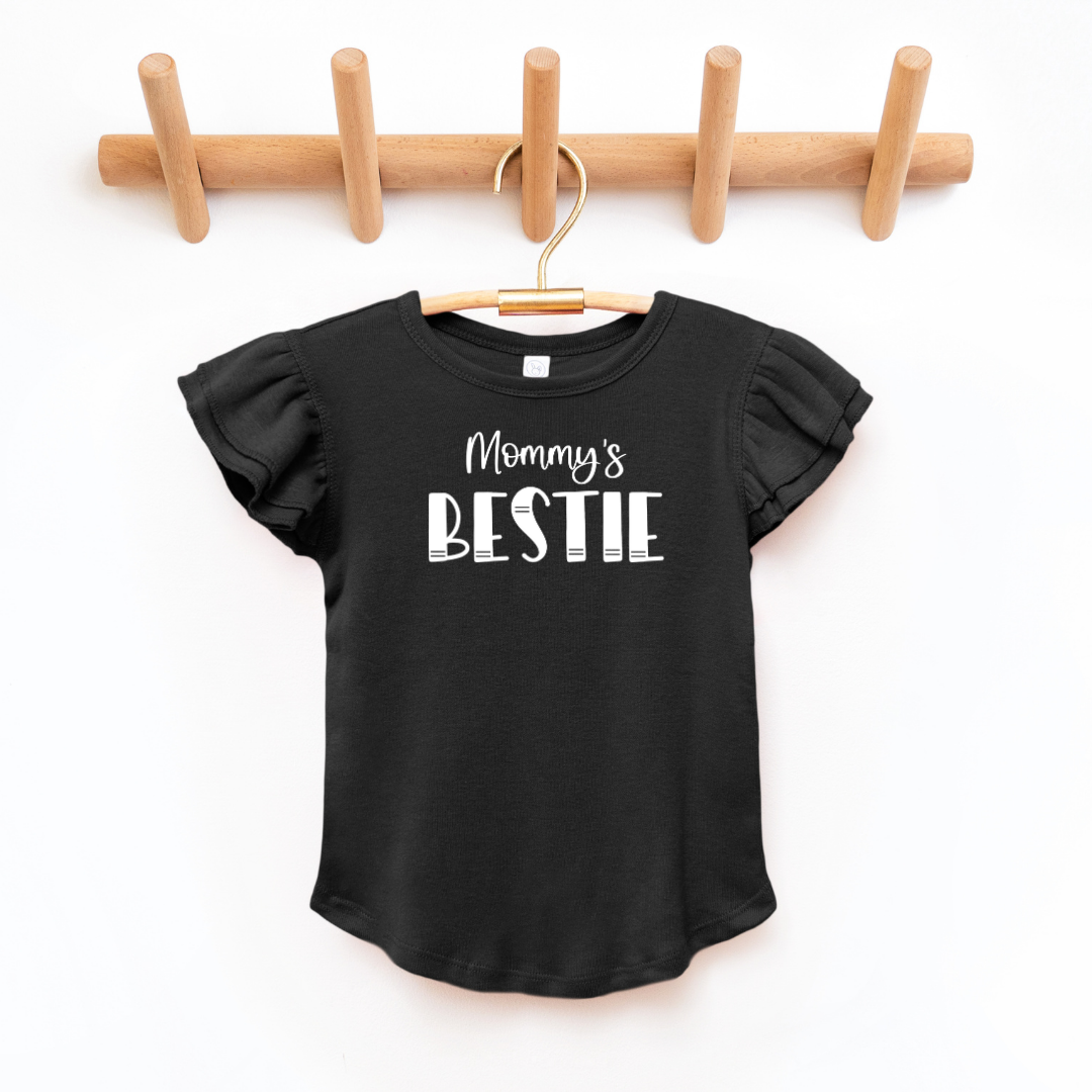 (Children's) Mommy's Bestie Toddler And Infant Flutter Sleeve Graphic Tee SZ 6M-6Years