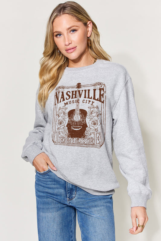 Simply Love Full Size Graphic NASHVILLE Long Sleeve Sweatshirt