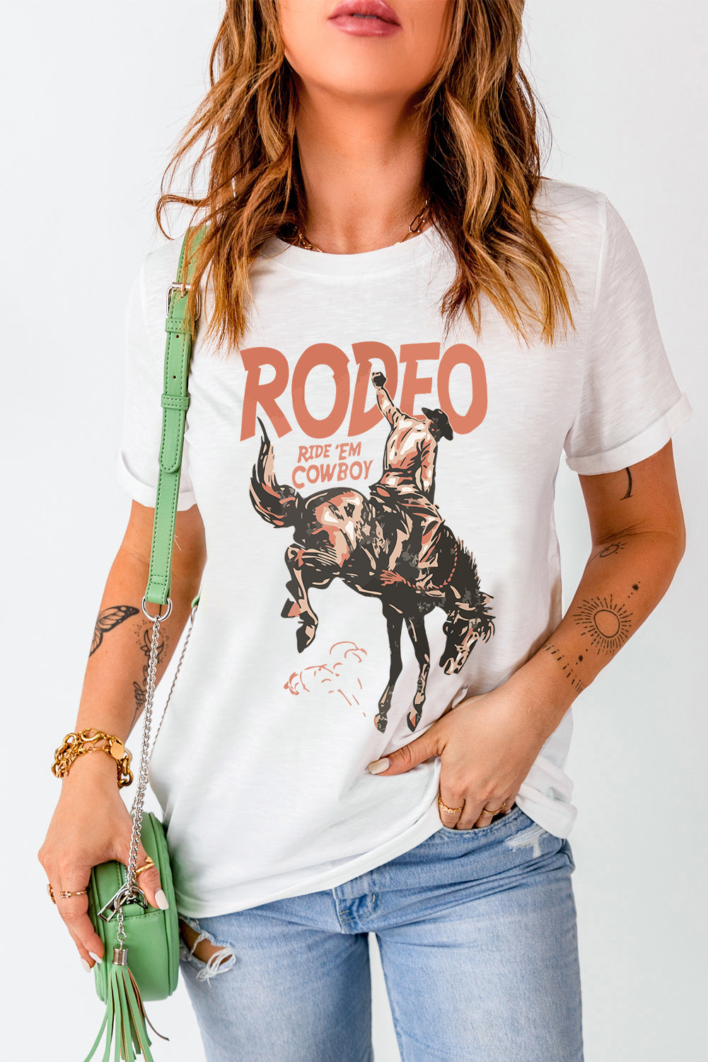 Full Size Cowboy Graphic Round Neck Short Sleeve T-Shirt