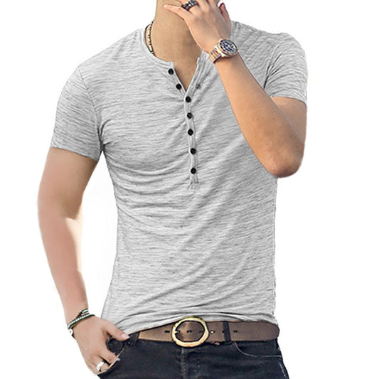Men's NotSoBasic Short Sleeve T-Shirt Henley Collar Slim Fit Shirt